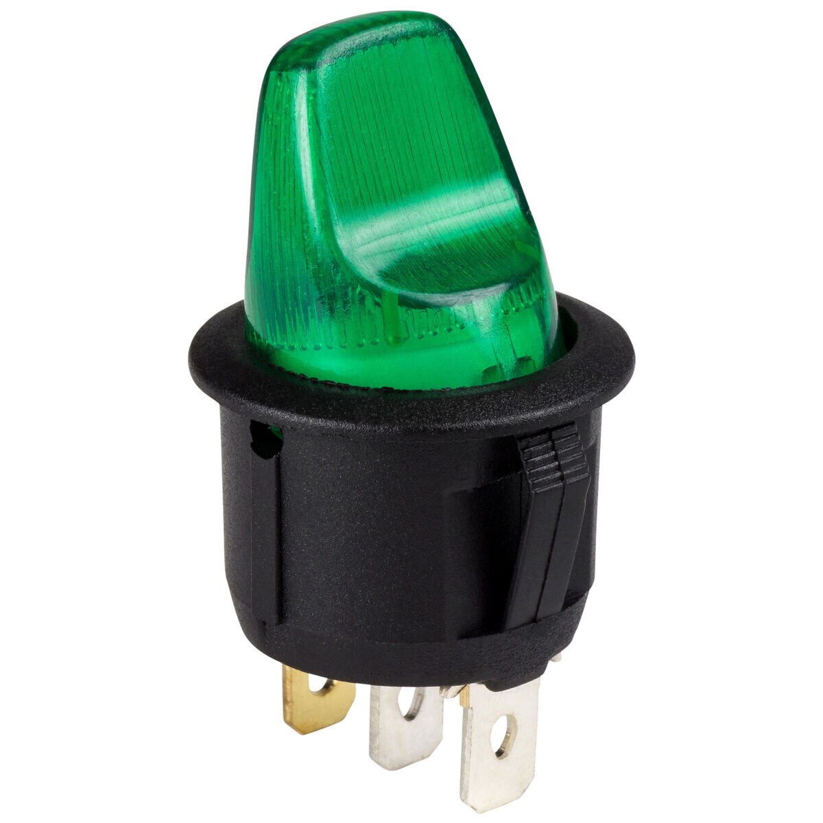 SPST Round Toggle Switch with Green Illumination 12 VDC